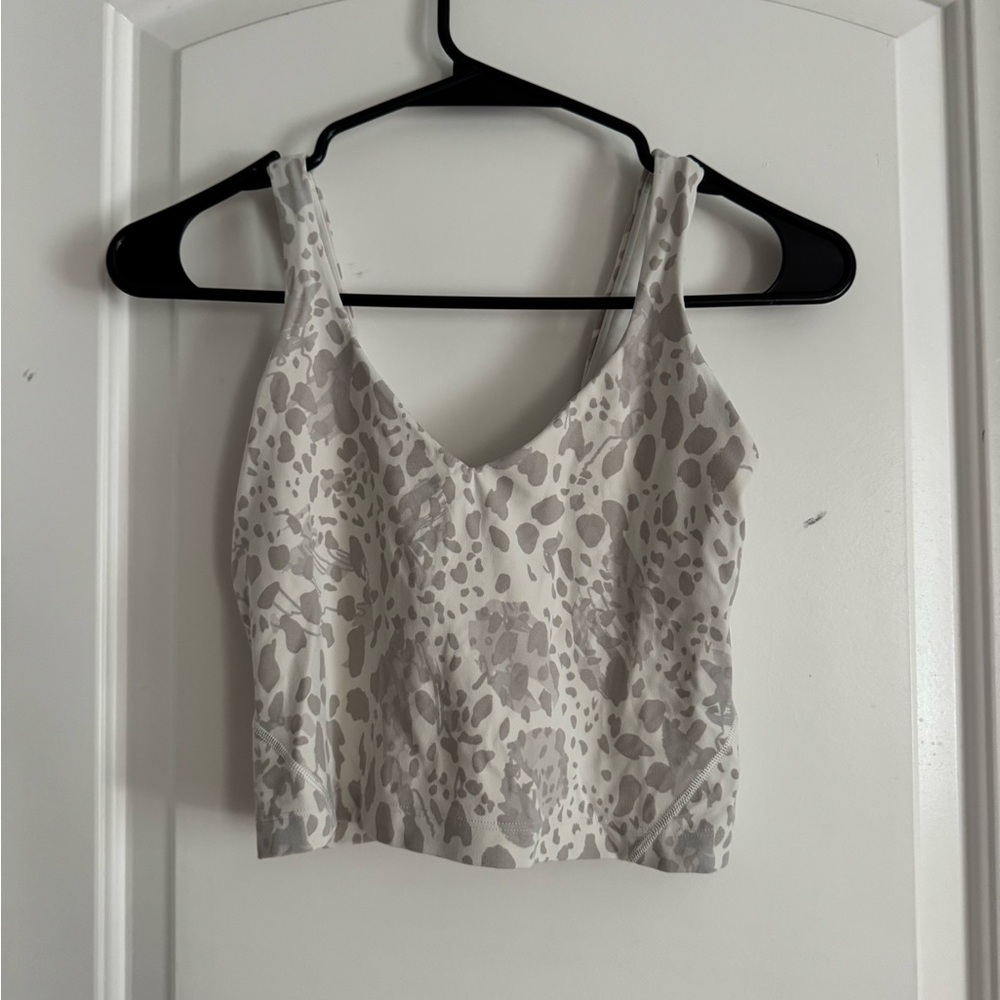 Lululemon Athletica White and Gray Patterned Tank Top